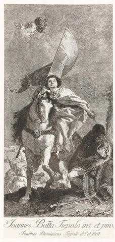 Saint James the Superior on battlefield at Clavijo, Giovanni Domenico Tiepolo, 1755 - 1759 Canvas Print