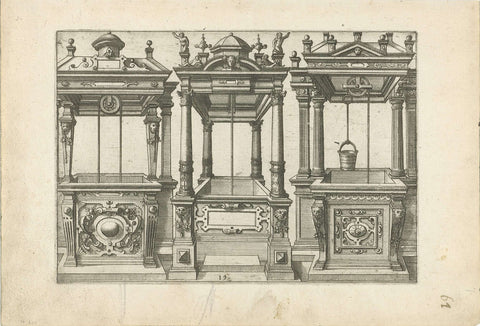 Three rectangular wells next to each other, Johannes or Lucas van Doetechum, c. 1574 Canvas Print