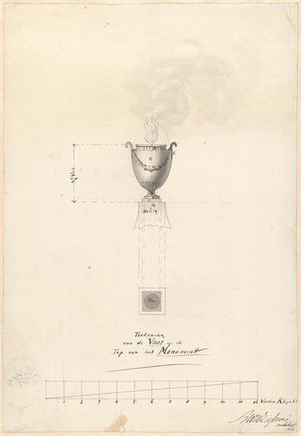 Vase on top of the monument, 1799, Bartholomew Ziesenis, 1799 Canvas Print