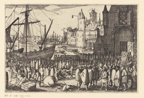 Trade and merchant shipping, c. 1600, Claes Jansz. Visscher (II), 1608 Canvas Print