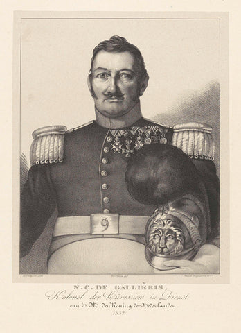 Portrait of Colonel Nicolaas Cornelis de Gallières, Pieter Gerardus Bernhard, 1832 Canvas Print