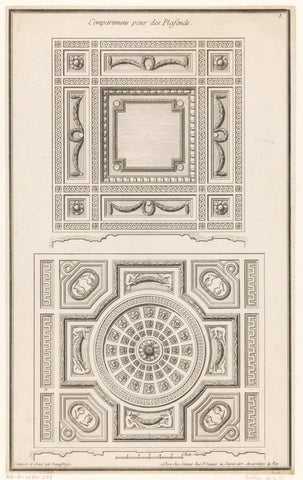 Ceilings with garlands, floral motifs and medallions, Jean François de Neufforge, 1763 Canvas Print