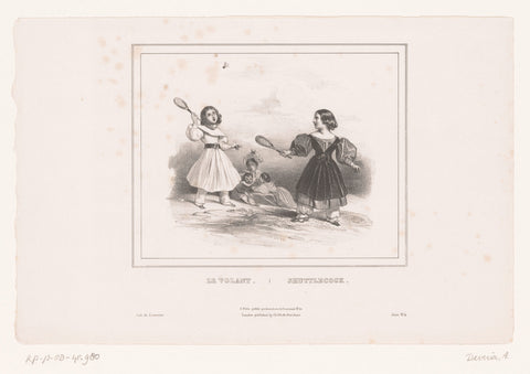 Two girls play badminton, Achille Devéria, 1832 Canvas Print