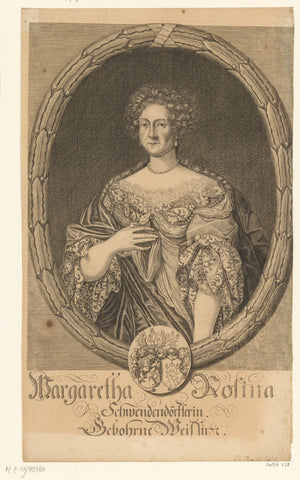 Portrait of Margaretha Rosina Schwendendörfer, Christian Romstet, 1665 - 1721 Canvas Print