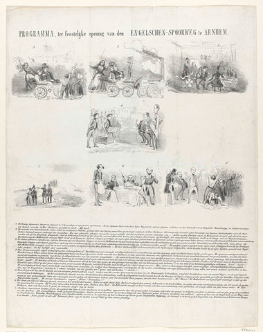 Cartoon on the contract for the Rhijn railway connection with Arnhem, 1845, anonymous, 1845 Canvas Print