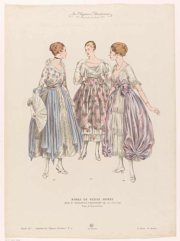 Les Élégances Parisiennes, ca. 1916, Supplement No 4, Pl. XIV en XV, fig. 267 t/m 274 : ROBES DE PETITE SOIRÉ (...), anonymous, c. 1916 Canvas Print