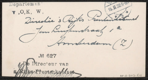 Postcard to Jonkheer Hendrik Teding van Berkhout (1879-1969), Dick Ket, in or before 1932 Canvas Print