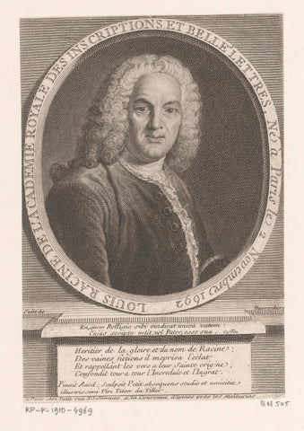 Portret van Louis Racine, Gille Edme Petit, c. 1726 Canvas Print