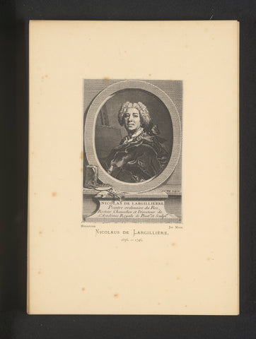 Reproduction of an engraving of a portrait of Nicolas de Largillière by Johann Georg Wille, Joseph Maes, c. 1872 - in or before 1877 Canvas Print