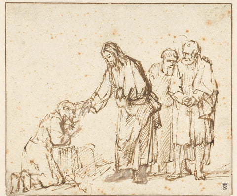 Christ Healing a Leper, Rembrandt van Rijn, c. 1650 - c. 1655 Canvas Print