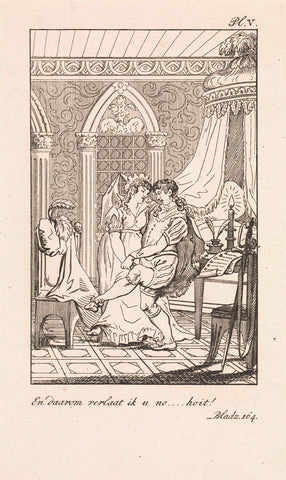 Couple in a bedroom, Daniël Veelwaard (I), 1802 - 1809 Canvas Print