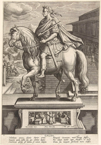 Emperor Galba on horseback, Adriaen Collaert, 1587 - 1589 Canvas Print