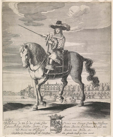 Equestrian portrait of William III, Prince of Orange, anonymous, 1660 - 1677 Canvas Print