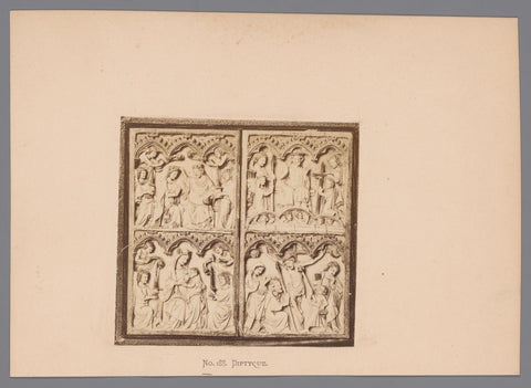 Diptych with four Christian scenes, anonymous, c. 1870 - c. 1890 Canvas Print