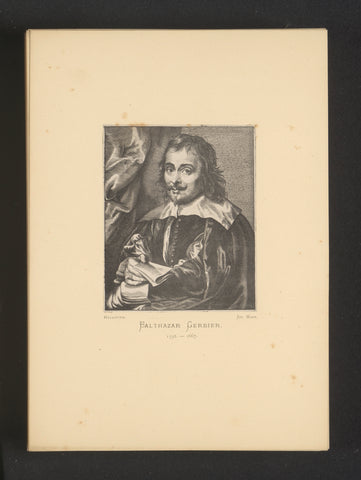 Reproduction of an engraving of a portrait of Balthasar Gerbier by Coenraet Waumans, Joseph Maes, c. 1872 - in or before 1877 Canvas Print