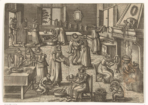 Kragenatelier, Pieter van der Borcht (I), 1545 - 1608 Canvas Print