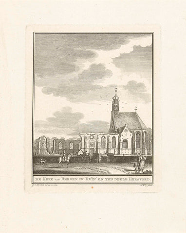 Partly restored ruins of the church of Bergen, 1774, unknown, 1774 Canvas Print