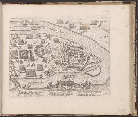 Comorn besieged by the Turks, 1594, Frans Hogenberg (workshop or), 1594 - 1596 Canvas Print