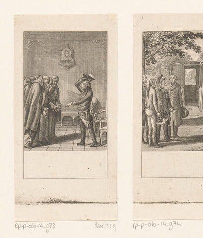 Frederick II thanks the Capuchin monks in Breslau, Daniel Nikolaus Chodowiecki, 1788 Canvas Print