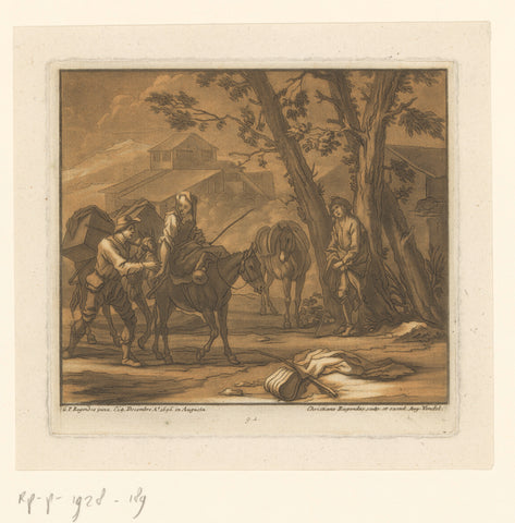 Travellers with packed horses, Christian Rugendas, 1718 - 1781 Canvas Print