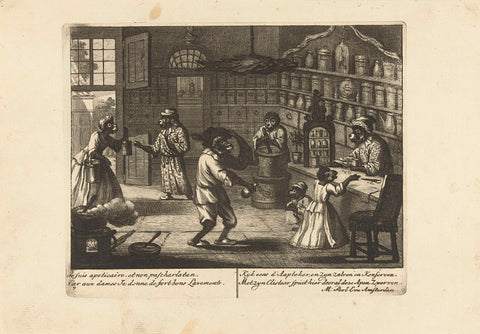 Monkeys as pharmacist, c. 1720, Matthijs Pool, 1720 Canvas Print