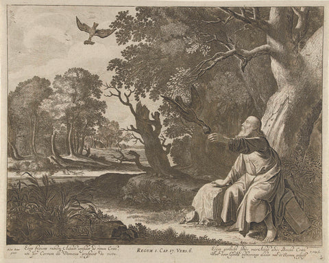 Elijah fed by the ravens, Pieter Nolpe, 1728 - 1761 Canvas Print