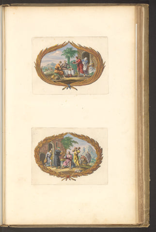 Sheet with two vignettes, Dirk Janszoon van Santen, 1700 Canvas Print