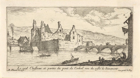 Ruin and bridge, Albert Flamen, 1648 - 1692 Canvas Print