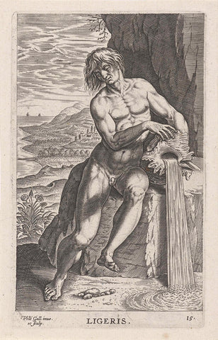 River god Ligeris, Philips Galle, 1586 Canvas Print