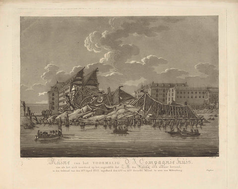 View of the collapsed East Indies Zeemagazijn in Amsterdam, 1822, A. Lutz, 1822 Canvas Print