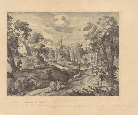 Landscape with Mercury and Argus, Monogrammist HB (engraver), 1601 Canvas Print