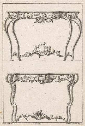 Two wall tables with openwork lines, anonymous, c. 1730 - 1775 Canvas Print