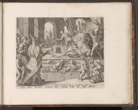 King Cyrus Smashes the Statue of Bel, Philip Galle, 1579 Canvas Print