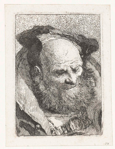 Old man with beard, Giovanni Domenico Tiepolo, 1774 Canvas Print