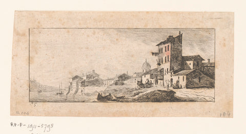 View of a port city, Sauveur Legros, 1764 - 1834 Canvas Print