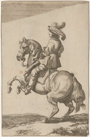 Rider on a prancing horse, Pieter Nolpe, 1623 - 1703 Canvas Print