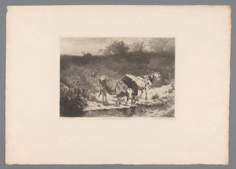 Three cows by a stream, Félix de Dominique Vuillefroy, 1880 Canvas Print