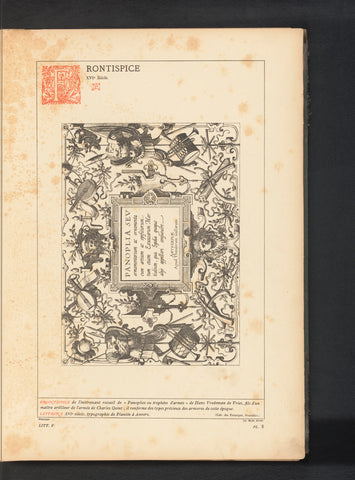 Reproduction of a title page with grotesken by Hans Vredeman de Vries, anonymous, Joseph Maes (possibly), c. 1875 - in or before 1880 Canvas Print