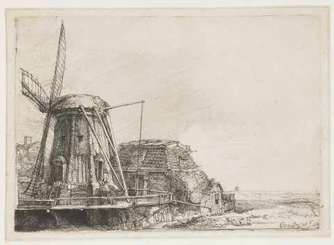 The windmill, Rembrandt van Rijn, 1641 Canvas Print