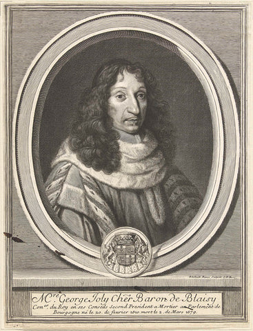 Portrait of George Joly, Gerard Edelinck, 1666-1707 Canvas Print