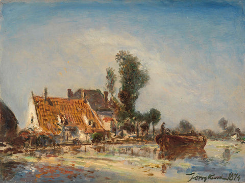 Houses on a Waterway near Crooswijk, Johan Barthold Jongkind, 1874 Canvas Print