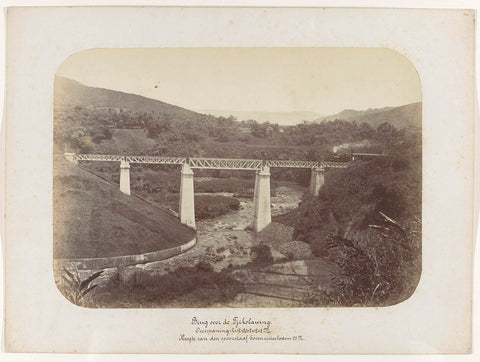 Bridge over the Tjikolawing. Span : 2 x 12 + 20 + 2 x 12 + 8 M. Height of the rail above river bottom 25 M., anonymous, 1880 - 1888 Canvas Print