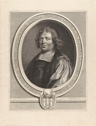 Portrait of André Hameau, Gerard Edelinck, 1666- 1707 Canvas Print