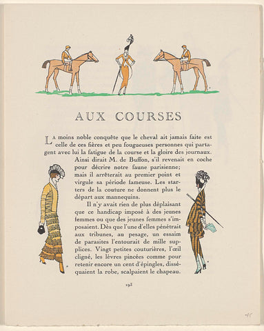 Gazette du Bon Ton, 1914 - No. 6, p. 193: Aux Courses, Francisco Javier Gosé, 1914 Canvas Print