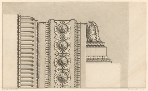 Cornice with acanthus leaves and floral motifs, Augustin Foin (possibly), 1784 - 1785 Canvas Print