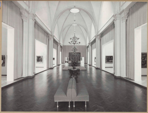 Gallery of honour seen to the south with benches and tripod tables in the middle, 1959 Canvas Print