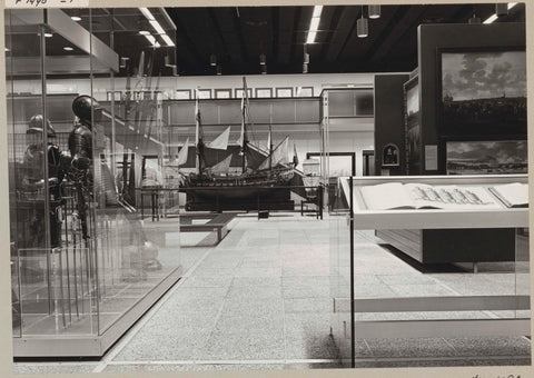 Room seen to the south with a large ship model at the back, 1972 Canvas Print