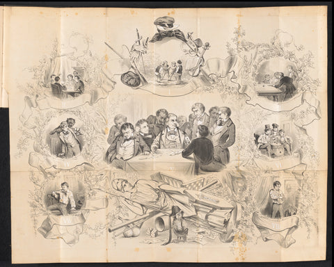 Cartoon in Amsterdam student almanac, 1855, anonymous, 1855 Canvas Print