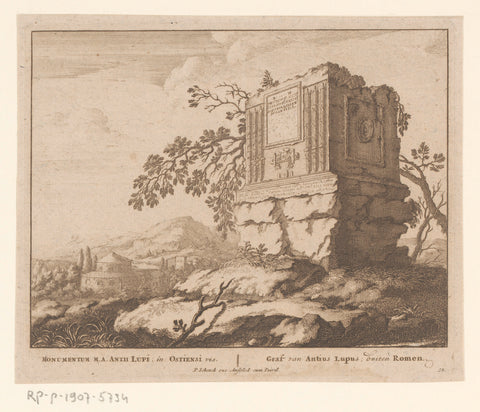 View of the tomb of Antius Lupus, near Rome, anonymous, 1705 Canvas Print