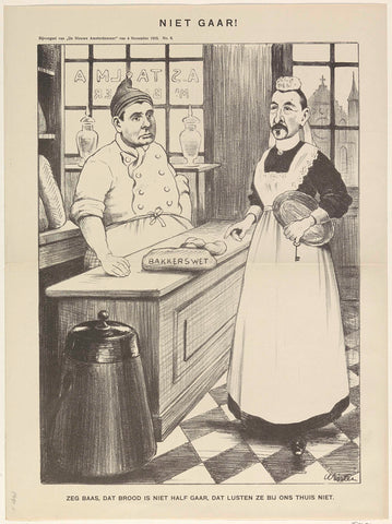 Cartoon on the Bakers' Act, 1910, Willem Frederik Winter, 1910 Canvas Print